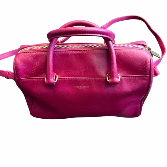Saint Grace Handbags - Saint Laurent Paris Baby Duffle Shoulder Bag Pink Red